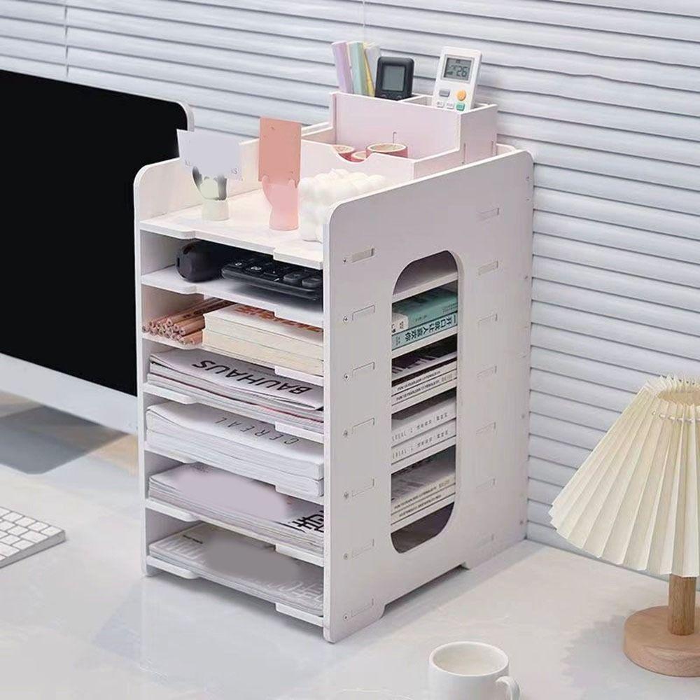 Large Capacity Multi-layer File Storage Rack Space Saving File Holder Desk Organizer  for Home
