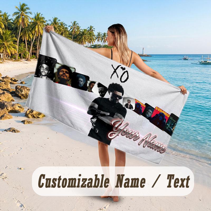 Custom Name Large Beach Towel,The Weeknd Quick Absorbent Towel For Outdoor Travel Poolside
