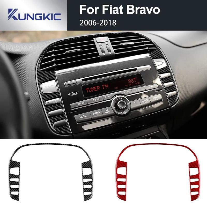 Central Control Button Real Soft Carbon Fiber Sticker LHD RHD For Fiat Bravo 2006-2011 2012 2013 2014 2015 2015 2016 2017 2018