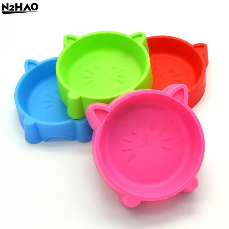 Cute Cat Ear Design Pet Bowl - Non-Slip Plastic Food & Water Feeder For Dog & Kittens & Small Puppies, Durable & Eco-Friendly
