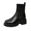 Large Size Women's Boots  New Fashionable Knitted Patchwork Fashion Boots Thick Sole Thick Heel Slimming Short Boots