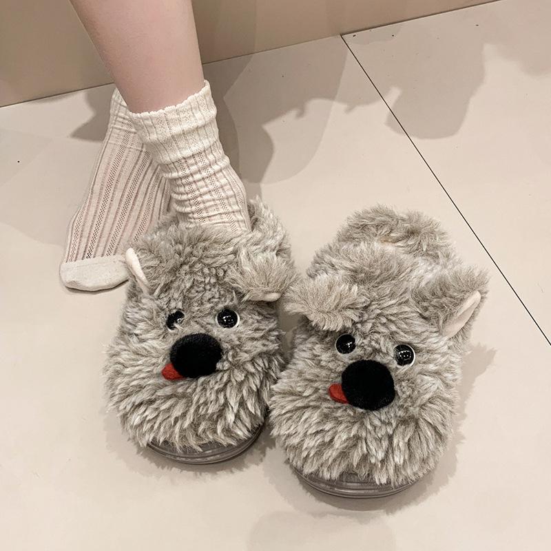 Women's Cute Cartoon Plush Slippers - Warm and Warm Countertop Cotton Winter Home Slippers Girls Sweet Thick Bottom Plush Casual Indoor Shoes