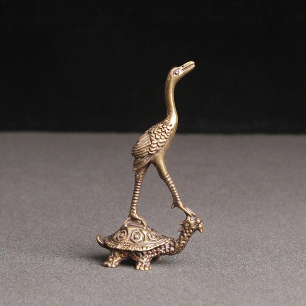 Pirinç Kaplumbağa ve Turna Süs Heykelleri ve Figürleri Eserler/ Antikalar Masa Aksesuarları Kaplumbağa Heykeli