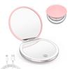 LED Compact Mirror with Lights 1X/3X Magnification Pocket Mirror with Rechargeable Travel Portable Handheld Mirror for Gifts