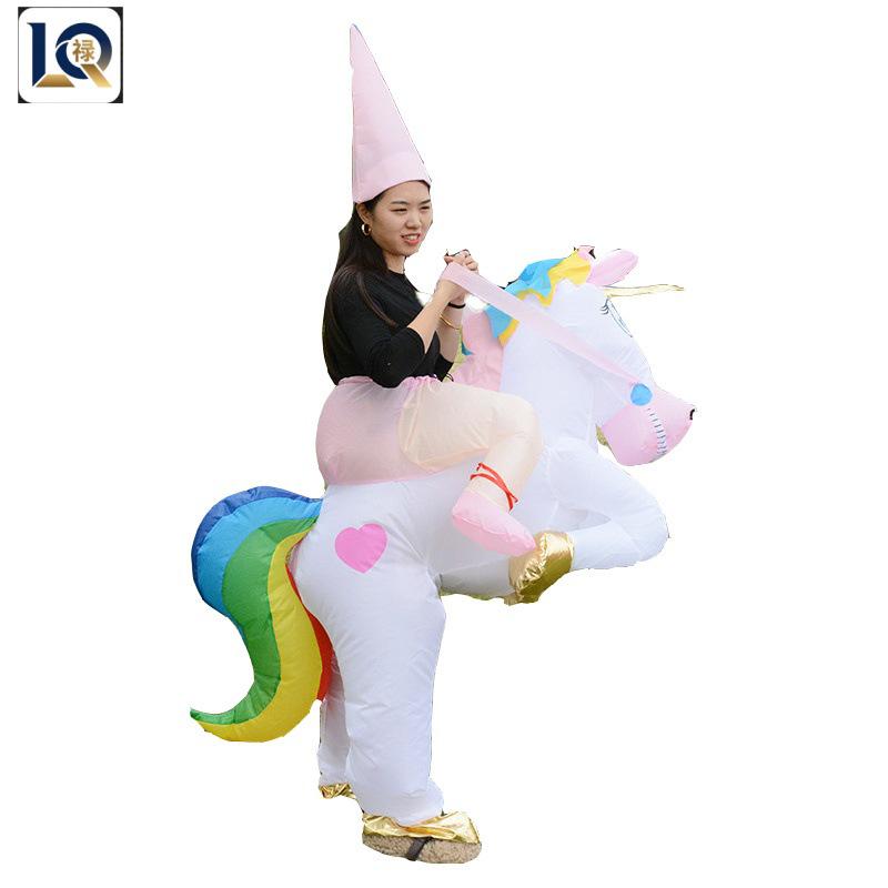 Buntes aufblasbares Einhornkostüm für Weihnachtsfeiern und Bühnenauftritte