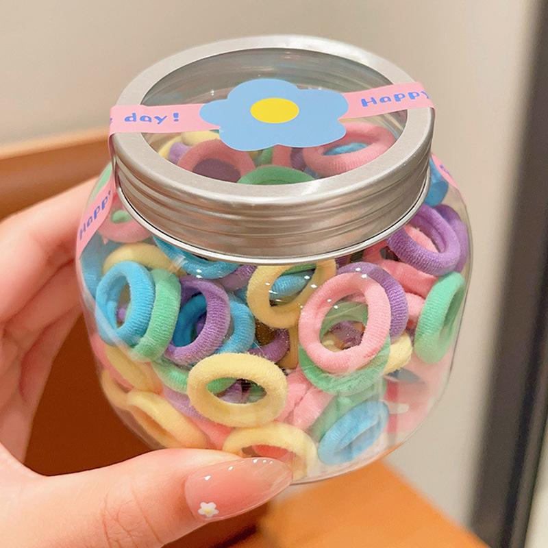 100-Piece Colorful Children's Seamless Hair Ties Set - Small Elastic Rubber Bands & Headbands