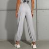 Solid Color Elastic Waist Pants Casual High Waist Sports Tying Pants Elastic Nine-point Guard Pants Women