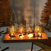1PC Metal Rustic Wooden Holiday With Reindeer Design Festive Black Silhouette Candlesticks Desk Top Decor 2 Sizes