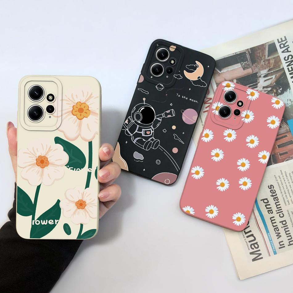 Cases For Xiaomi Redmi Note 12 12S 4G 5G Cute Patterned Liquid Silicone Anti Knock Back Cover For Redmi Note 12 S Funda Bumper
