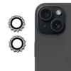 1Set For iPhone 15/15 Plus Camera Lens Protector Gear Shape Rhinestone Decor Tempered Glass Lens Film