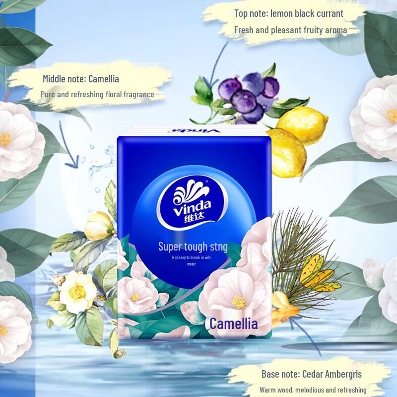 Vinda Camellia Scent Ultra-Tough 4-Ply Pocket Tissues