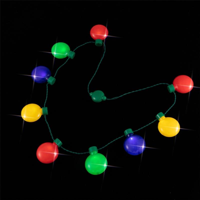 Christmas Light Up Led 9 Colors LED Light Up Bulbs Necklace Christmas Bulbs Necklace for Christmas Party Favor Supplies