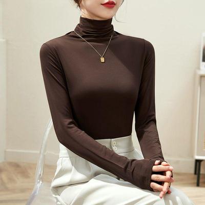 Modal High Neck Turtleneck Base Layer for Women: Elegant Long Sleeve Top for Spring, Autumn, Winter