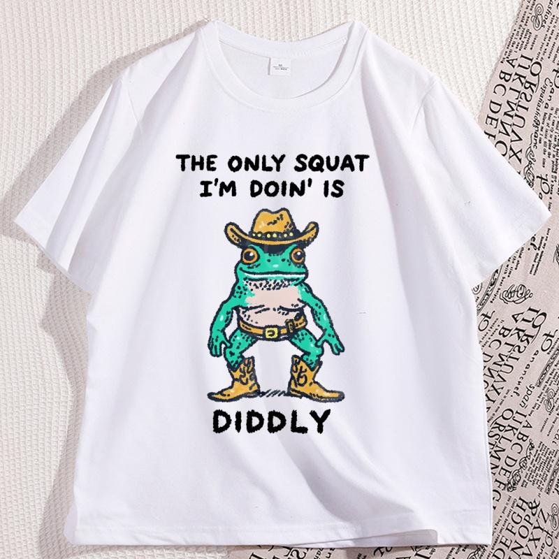 Funny Cowboy Frog Meme T Shirt for Men Women Casual Cotton Short Sleeve Round Neck Tshirt Streetwear Man Clothing Printed Tees