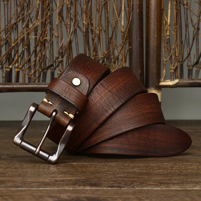 Retro Trend Niche Belt Men'S Leather Pin Buckle First Layer Pure Cowhide Casual Trend Versatile Young People Jeans