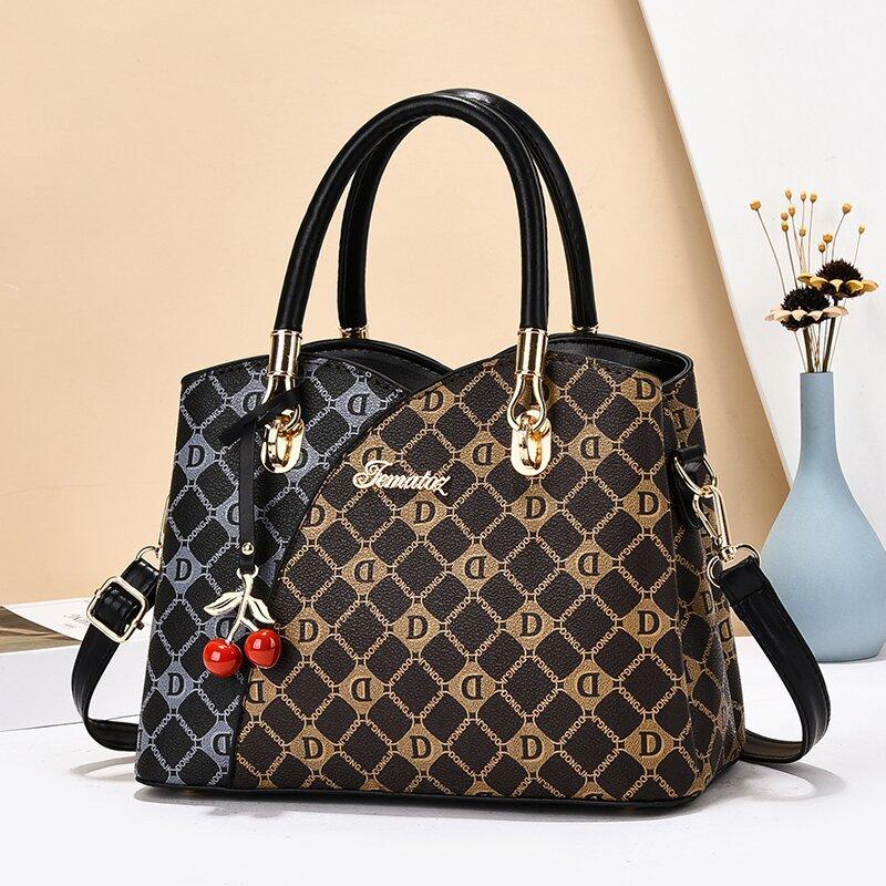 

New Fashion Printed Handbag Splicing Large Size Capacity Multi-layer Shoulder Bag 100 Crossbody Bag Top Appearance Quality Tide ,
