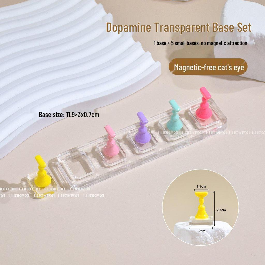 Transparent Acrylic Cat Eye Nail Art Holder – Non-Magnetic, Portable & Detachable Base