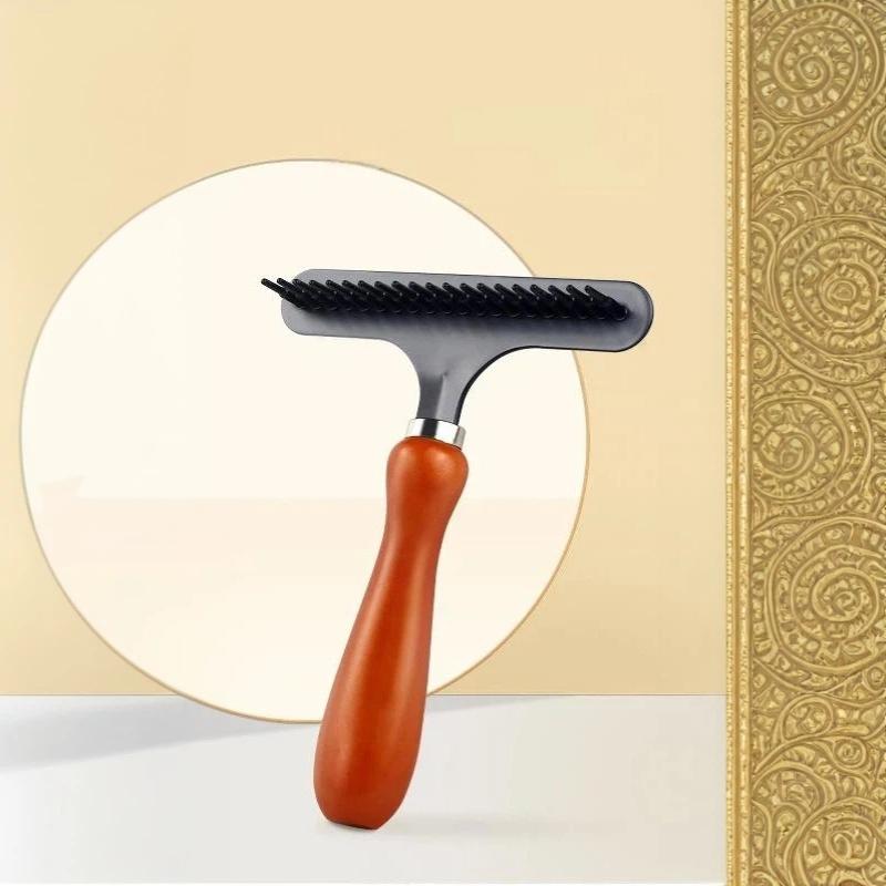 Portable Wood Me1 Pcs Portable Wood Carpet Groomer Rake Metal Handheld Carpet Rake Pet Grooming Comb Home Accessories