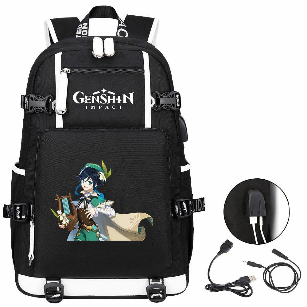 Genshin Original God, Peripheral Printing Backpack Large Capacity Travel Bag Student Computer School Bag