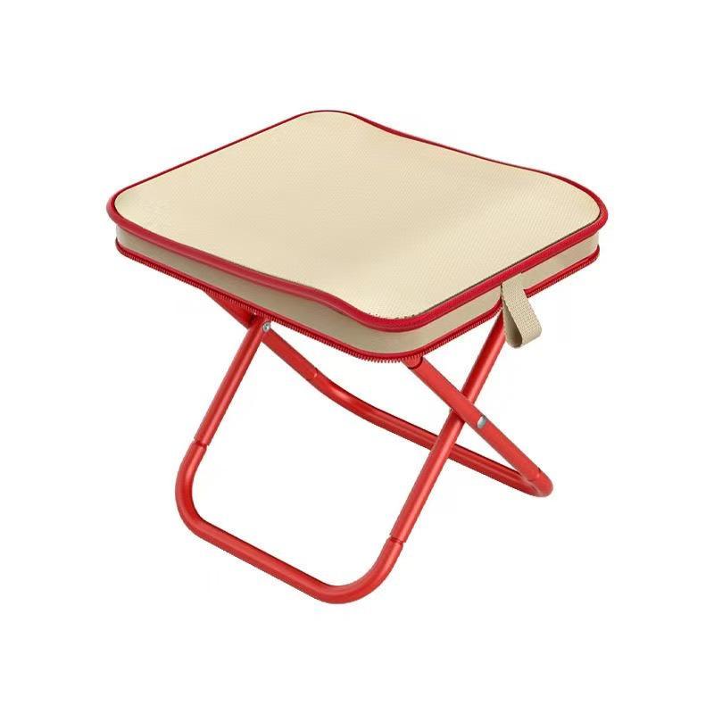 Chaise de Camping Pliante Portable et Tabouret Multifonctionnel avec Pochette pour Crayons
