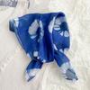 Flax small square scarf silk scarf women's headscarf neck protection scarf imitation blue dye handmade tie-dye scarf Yunnan yarn scarf thin scarf