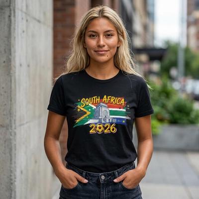 Südafrika 2026 Fußball T-Shirt | Südafrikanische Flagge Fußball-Weltmeisterschaft 2026 T-Shirt, Fußball T-Shirt Afrikanische Flagge Fußball T-Shirt Futbol Fan Shirt Trend