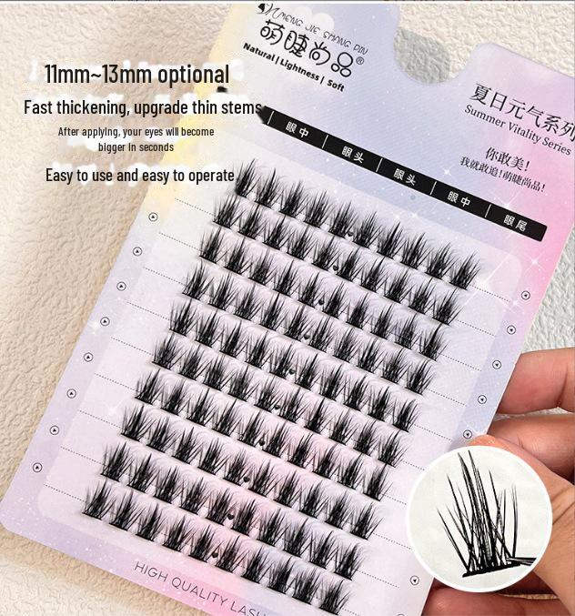 Mengji Shangpin 10-Row Tassel Wheat Eyelashes - Natural Cartoon Style for Easy, Photogenic Look