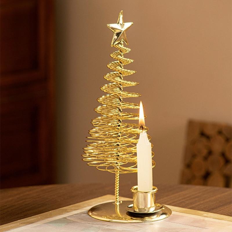 3 Pack Metal Christmas Candleholder Pine Tree Shape Candelabra Seasonal Centerpieces Decors For Dining Room Fireplaces