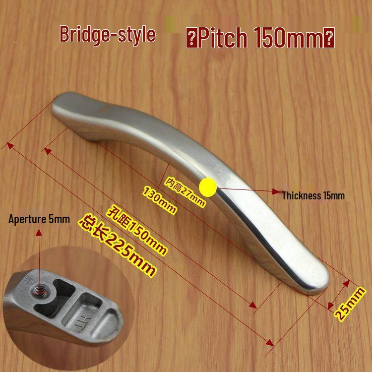 304 Stainless Steel Heavy-Duty Bow-Shaped Surface-Mounted Door Handle
