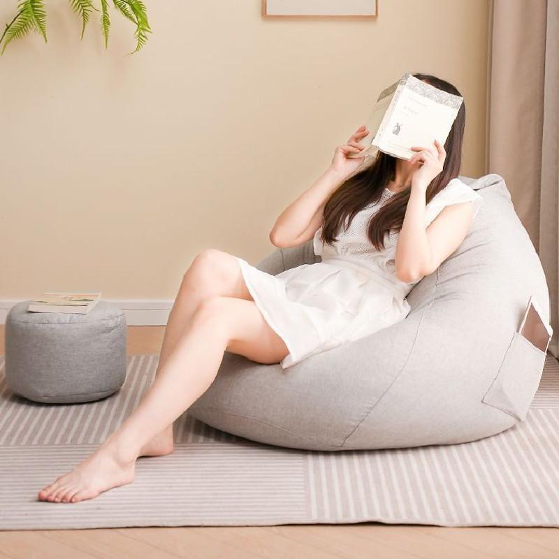 Large Seat Bean Bag Comfortable Lazy Sofa Chair Linen Lounger Couch Tatami Gift