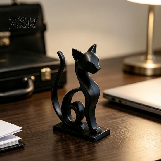 Fine Craftsmanship Collectibles Minimalist 3D Printed Cat Figurine, Decorative Animal Statue Ornament, Creative Unique Pla Figurines Small Desktop