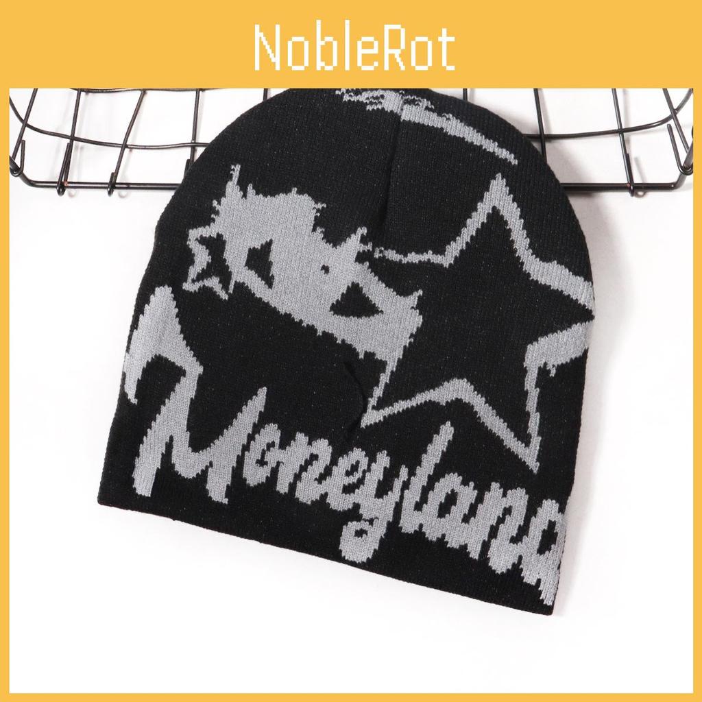 Star Street Style Letter Pattern Neutral Warm Knitted Hat For Autumn Winter And