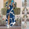 Lapel Long Sleeve Irregular Hem Single-breasted Shirt Dress Women Fashion Print Loose Maxi Dress Female Clothing
