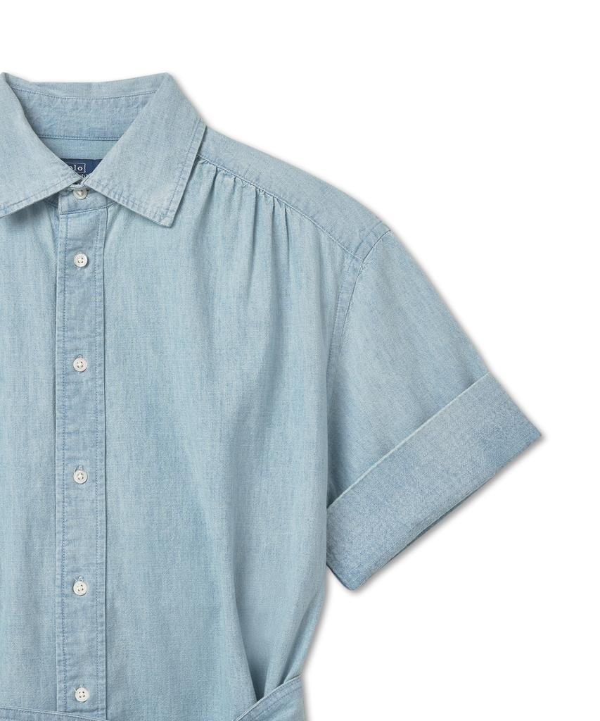 POLO RALPH LAUREN W Cotton Chambray Shirt Dress - Blue