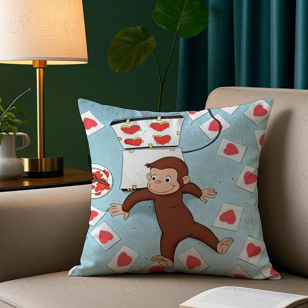 George The Curious Monkey Pillow Case Safe Custom Photo Pillow, Anti-fade Brushed Fleece Cushion, Maternal & Infant Safe.
