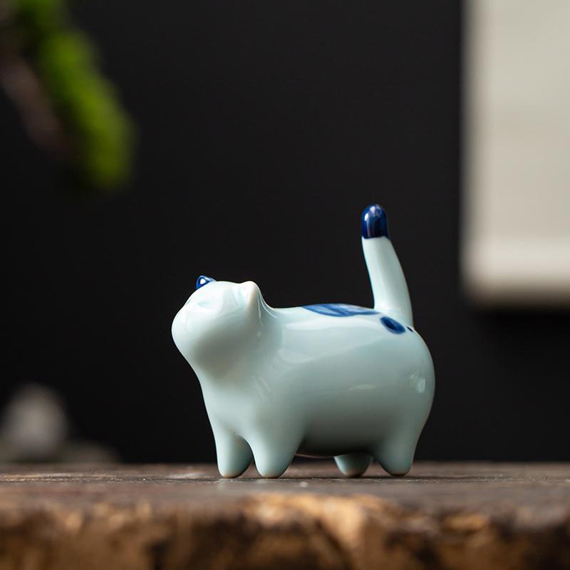 Handgefertigte Keramik-Katze Tee-Haustier Niedliche Tierfigur für Gongfu Teezeremonie Heimschreibtischdekoration Meditationsgeschenk