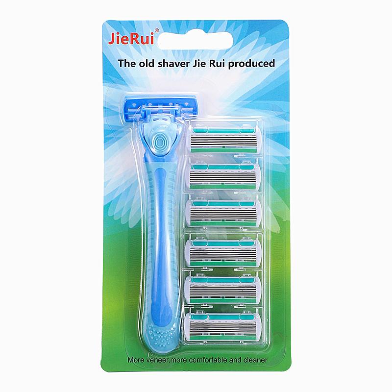 Women's 6-Layer Shaving Razor with 6 Replacement Blades & Handle for Legs and Armpits