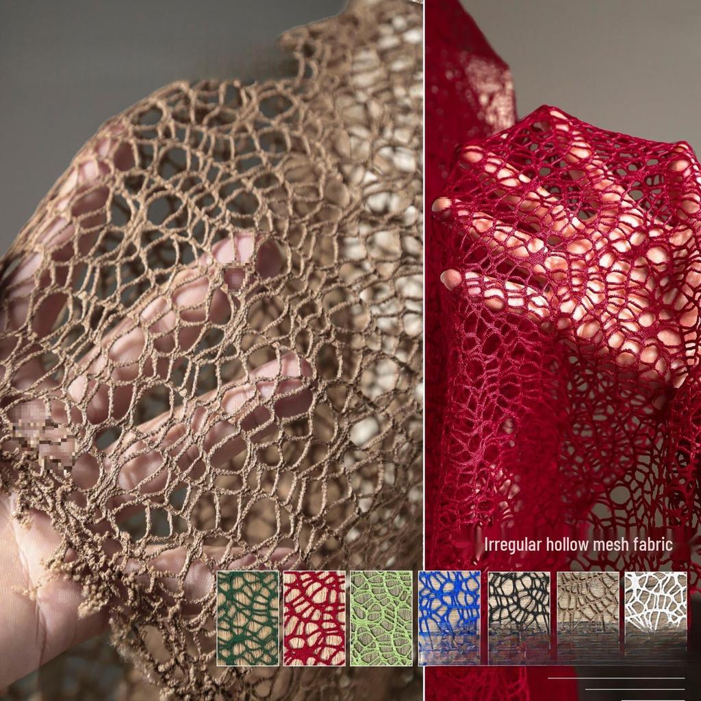 Irregular Large Mesh Crochet Texture Decorative Fabric