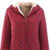 Warm Solid Color Quilted Coat Outwear for Autumn Winter Ladies Female Women Casual Cotton Jacket Loose Fit Hooded Long Sleeves Zipper Pocket