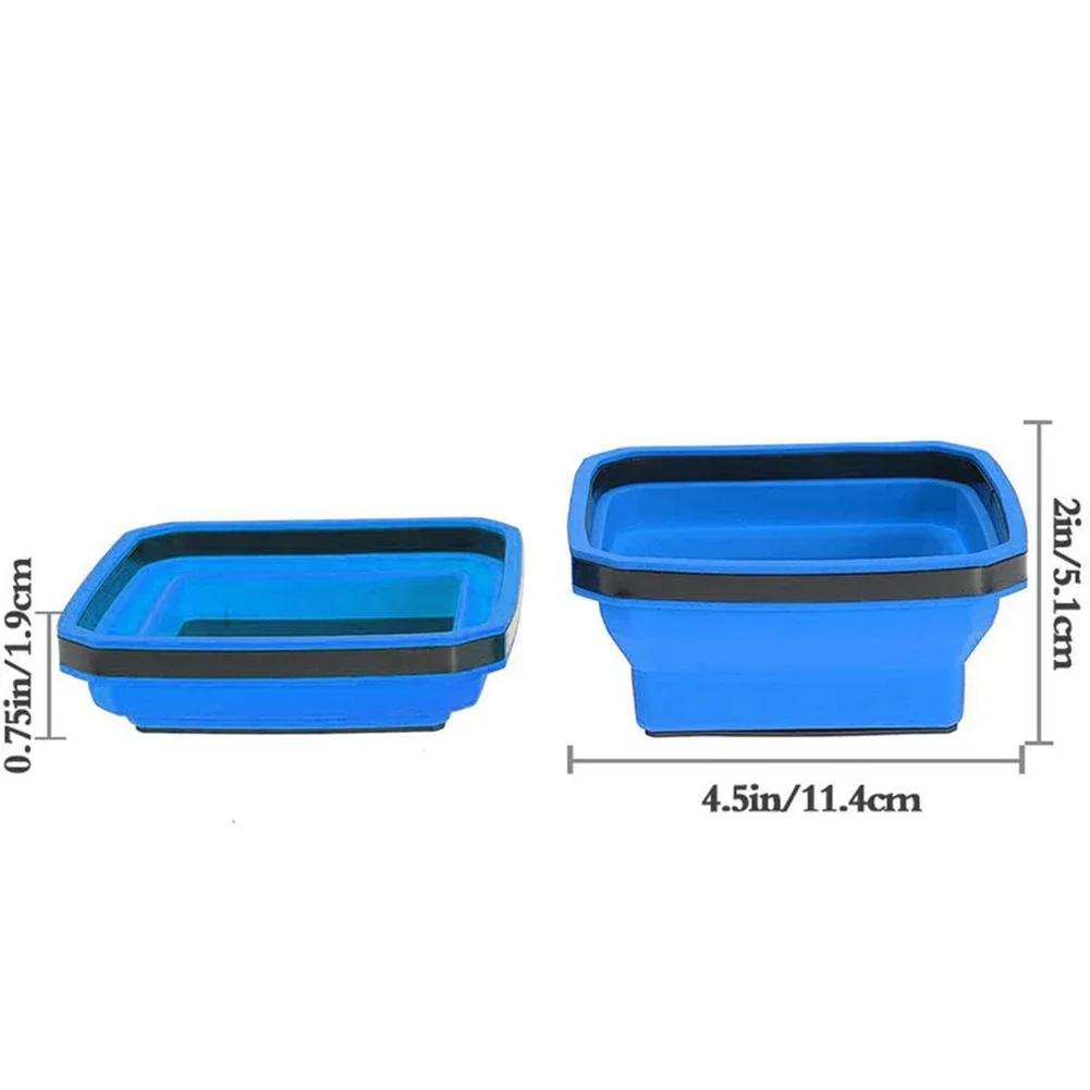 4.5 Inch Collapsible Magnetic Screw Tray Silicone Bowl Tool Part Storage Box Plumber Carpenters Tool Organizer Magnetic Tray синий
