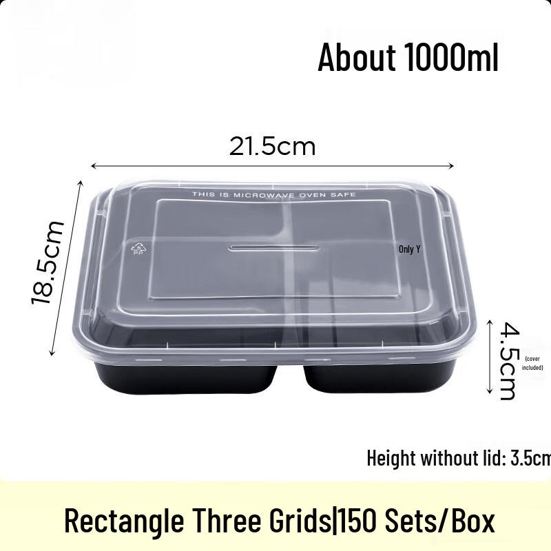 Disposable 3-Compartment Meal Prep Containers