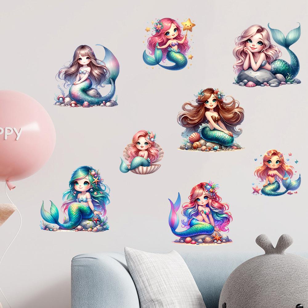 Cute Mermaids Stickers Waterproof Sticker Self-adhesive Bathroom Home Decoration