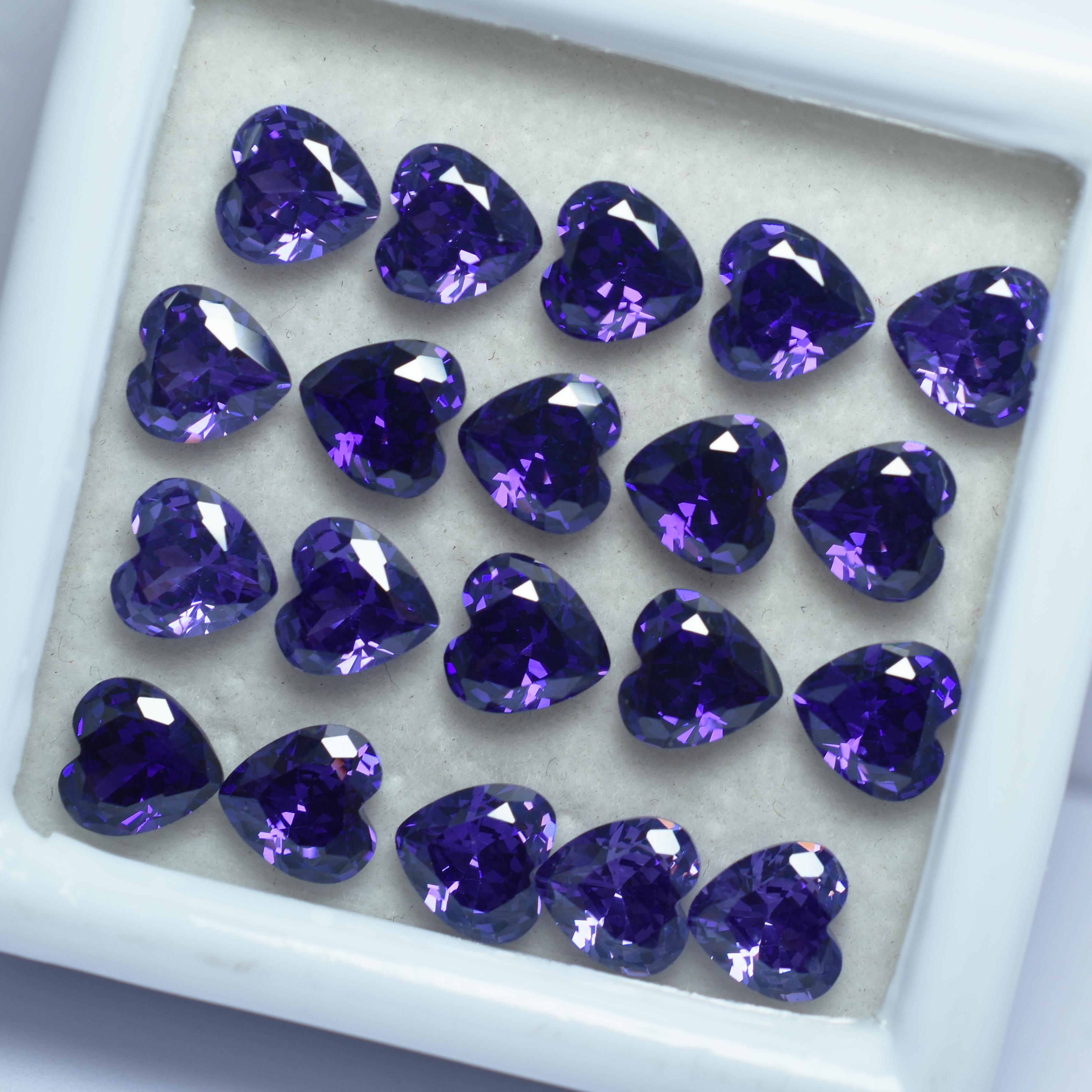 

12 Pcs Natural Rare Purple Sapphire Heart Cut Lot Loose Gemstone CERTIFIED S-39489 6 mm фіолетовий