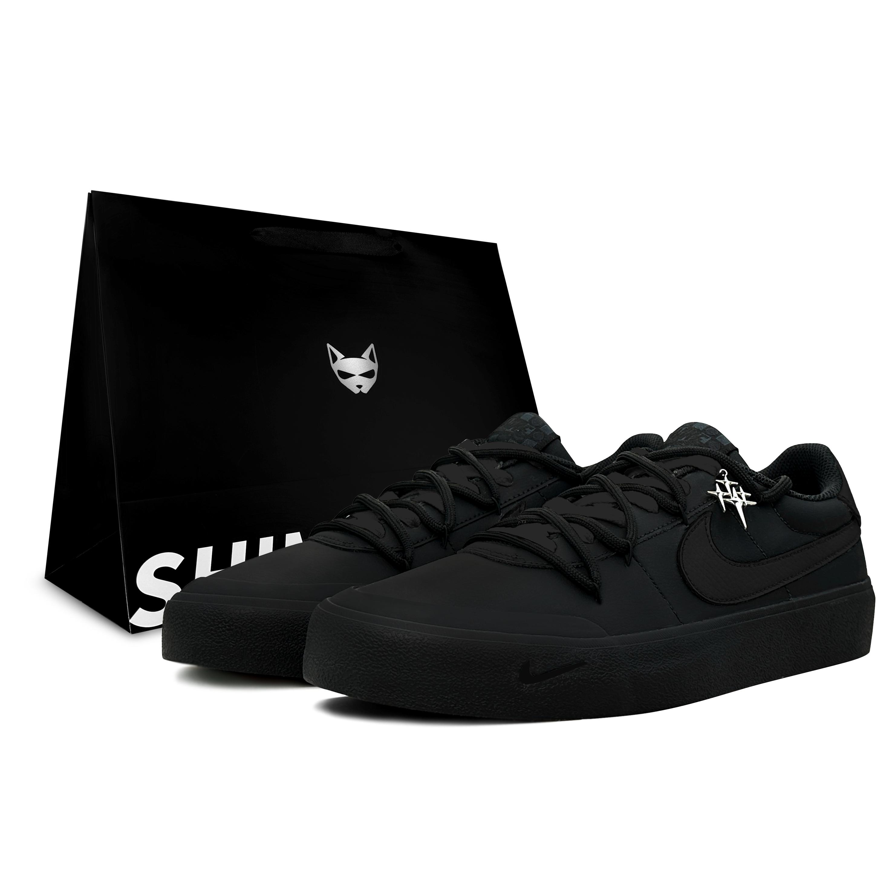 

Nike Court Shot Midnight Phantom, Shimmery Cat Abrasion Resistant Balance Low top Skateboard Shoes Men s Black FQ8146-001(Team79-S-BOX) 40