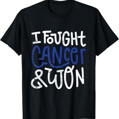 Dikkedarmkanker Vecht Blauw Land Bewustzijn Overlevende T-shirt