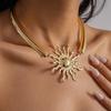 Exaggerated Sun Pendant Choker Minimalist Design Clavicle Chain Statement Collar Necklace  Gift