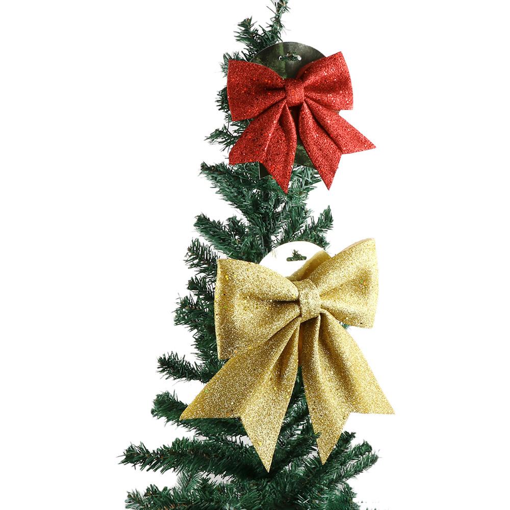Blingbling Christmas Bow Red Gold Big Xmas Tree Bowknot Pendant Ornaments for Home Decoration New Year Party DIY Gifts