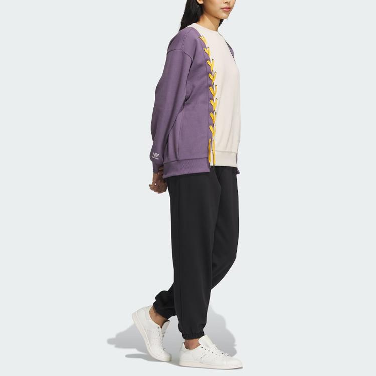 Adidas Sudadera Holgada con Bloques de Color y Bordado Trefoil Originals para Mujer Ropa Deportiva Tops Marfil Claro IN1091