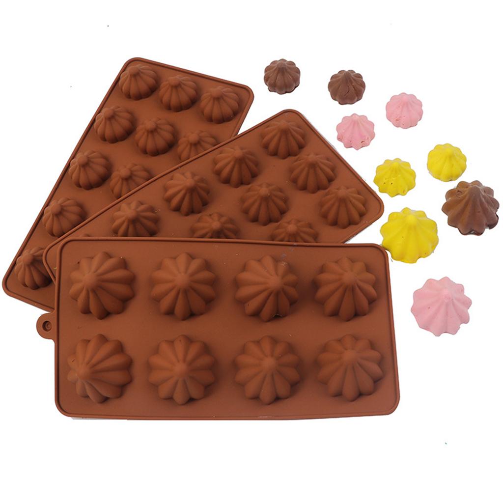 15-Cells Flower-Shaped Chocolate Mold 3D Cake Mold Silicone DIY Candy Dessert Mold for Kitchen Baking Decorations