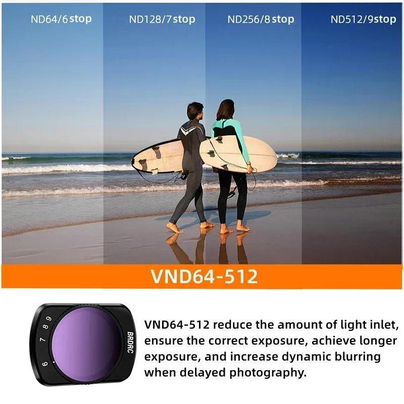 

BRDRC Переменный ND фильтр для DJI Osmo Pocket 3, 1-5 стопов, 2-9 стопов Регулируемый Оптическое стекло Аксессуар для ручной стабилизационной камеры